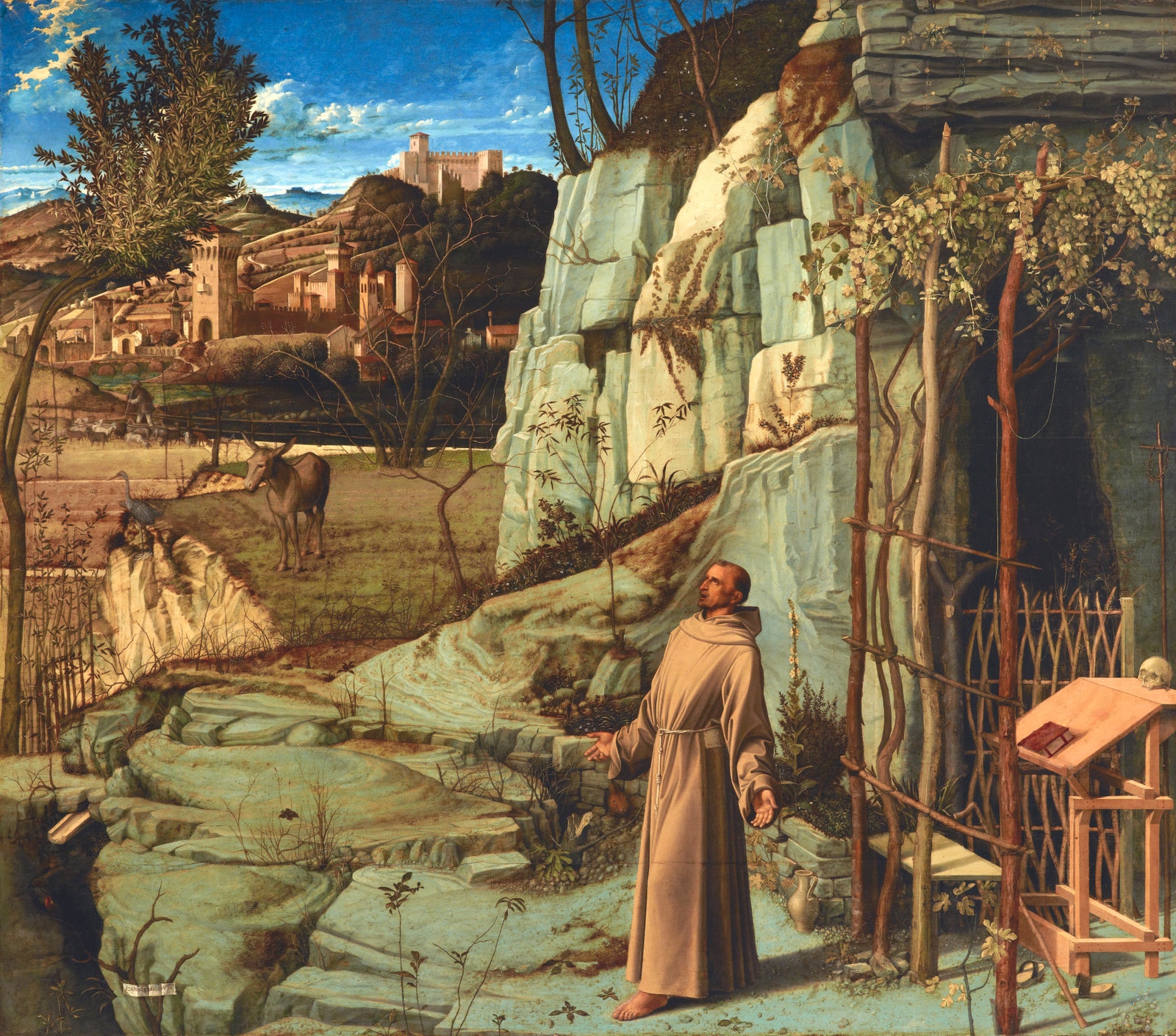 St. Francis in the Desert by Giovanni Bellini 1480. Oil and tempera on poplar panel
